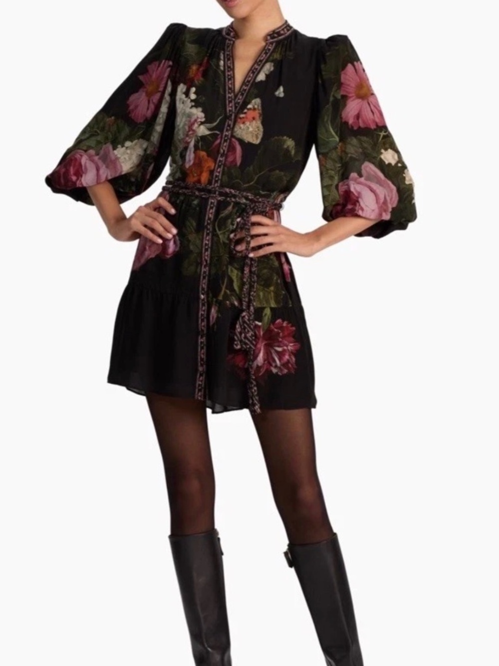 Alice + Olivia Be Still Floral  Antonette Mini Dress Sz 6 NWT
